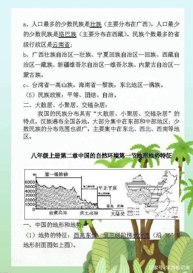 人教版地理，八年级（上册）知识点总结，期末考试正好用得上