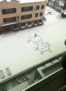 幽默的动态图gif图片：雪夜杀人案，暴力断头，凶手仓皇逃走