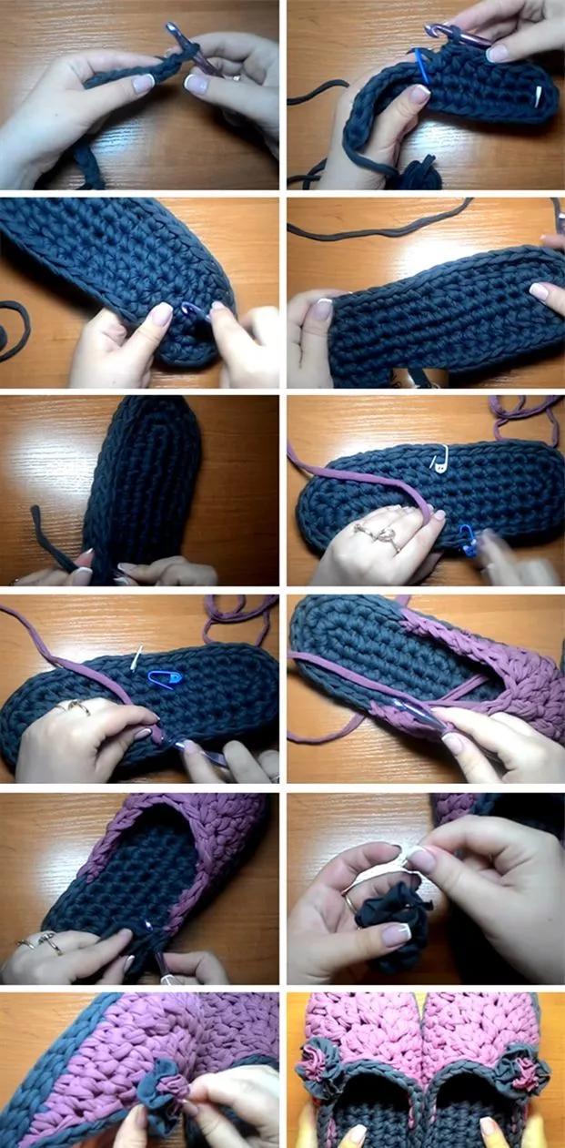 戳视频来学习布条钩拖鞋的教程▼鞋面钩成蝴蝶结的钩法钩针可用6.0-7.