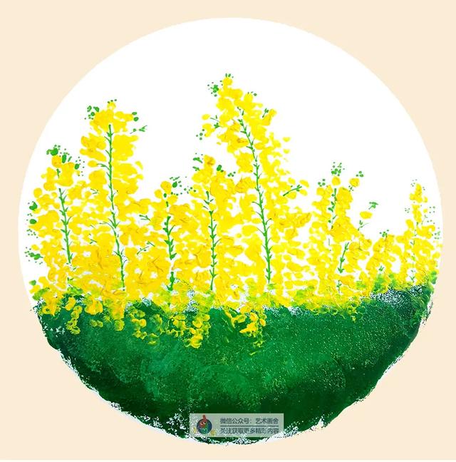 画一幅春天的美丽景色春天的油菜花儿童画