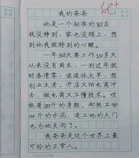 《亲爸》一篇小学生作文
