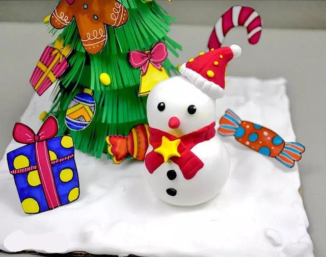 圣诞主题绘画课手工课圣诞树下的雪人快来和孩子一起动手过圣诞节
