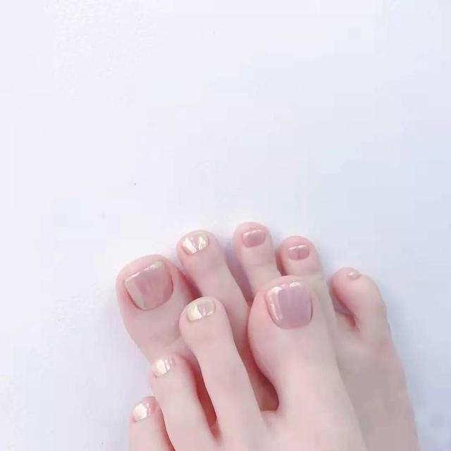 夏日脚趾纯色美甲
