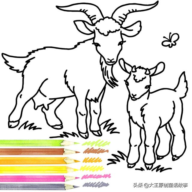 牛羊吃草的简笔画图片