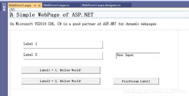 VS2019上用C#和ASP.NET写WebForm网页的试练