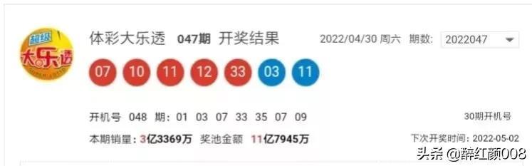 醉红颜008大乐透第22048期，推荐精选一注