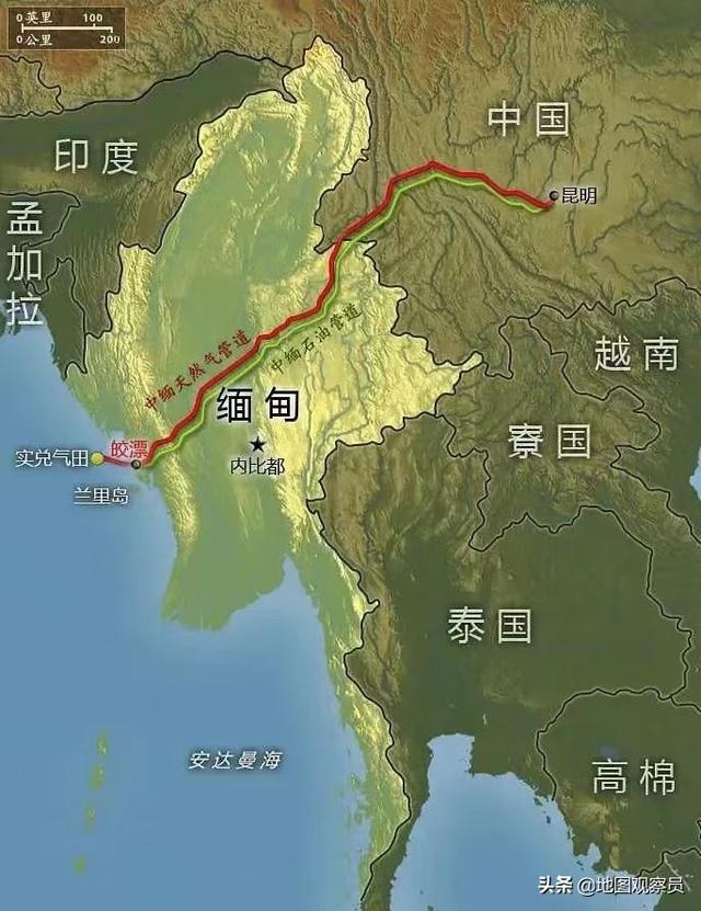 可以使油气不经过马六甲海峡,从缅甸西海岸皎漂港东南方的微型小岛