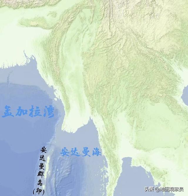 缅甸西南临孟加拉湾,南临安达曼海,隔科科海峡与印度的安达曼群岛相望