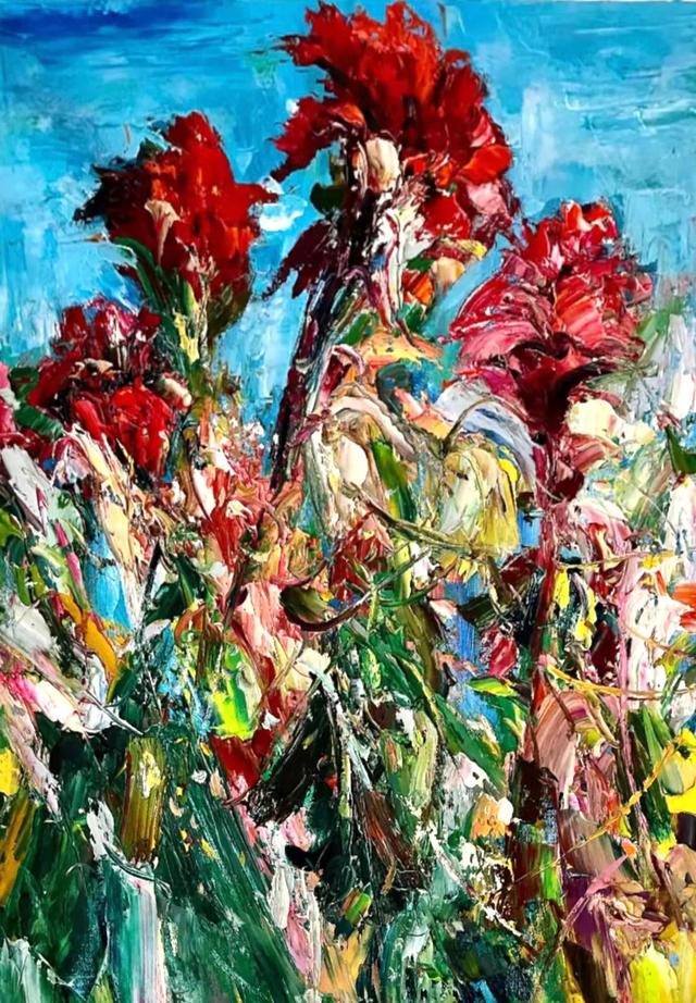 邓裕期的油画作品凌寒盛开的花 新闻时间