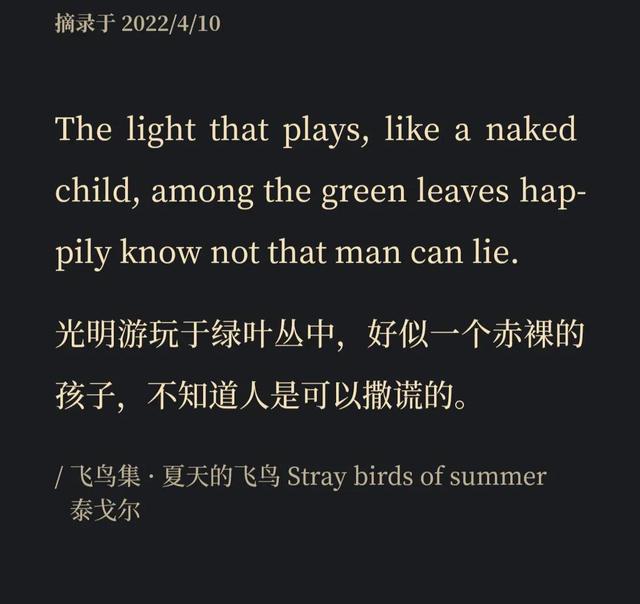 优美语句摘抄《飞鸟集》2