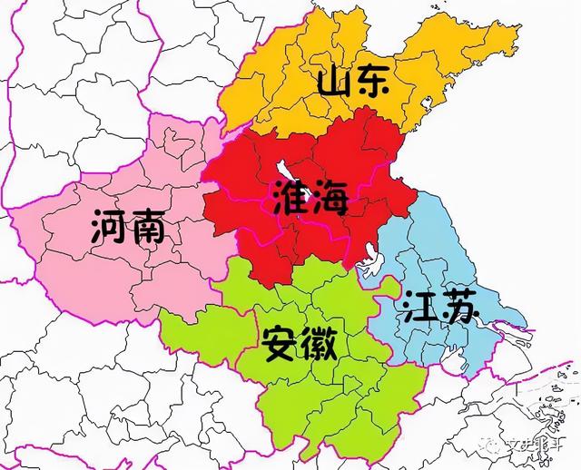 地图上面,甚至于出现了一个"淮海省",与临近的河南,山东,江苏,安徽四