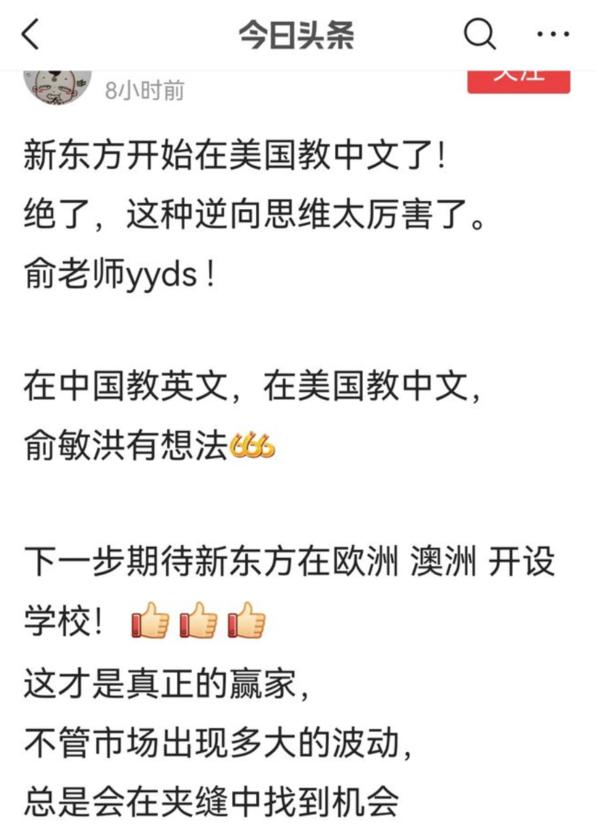 新东方在美国开设中文课程 网友评价“这逆向思维绝了”