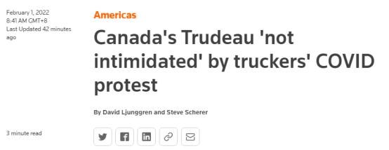 特鲁多谴责加拿大首都抗议行为
