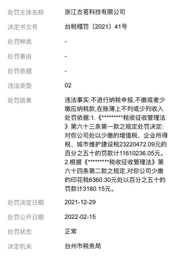 古茗奶茶因偷逃税被罚1161万