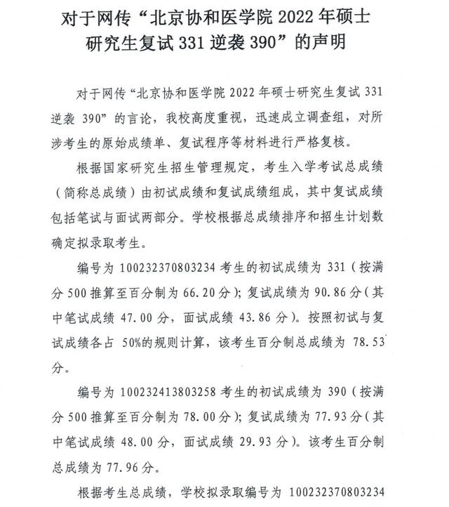 北京协和医学院研究生复试逆袭有猫腻？回应来了