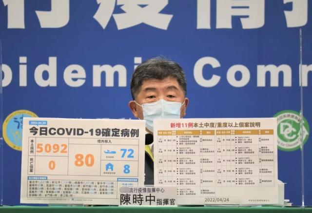 台湾地区新增确诊超5千例 陈时中预测：单日峰值或达4.5万例