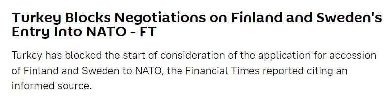 土耳其阻止芬兰瑞典加入北约谈判
