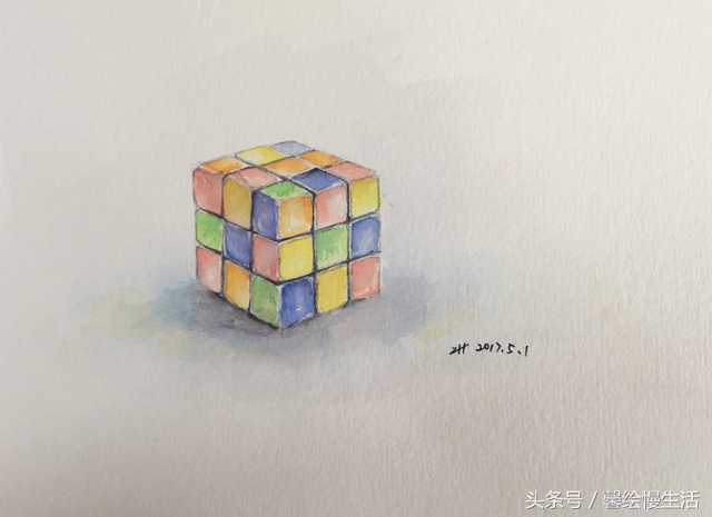 魔方的折法如何玩立方体简单的小方法魔方水彩绘画记录