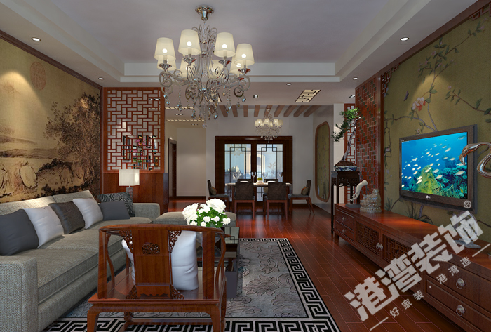 鎮(zhèn)平金澤園130㎡新中式風(fēng)格，詮釋無(wú)盡魅力！縣裝修南陽(yáng)港灣裝飾公司