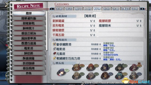 英雄传说闪之轨迹料理图鉴 闪之轨迹全料理效果大全