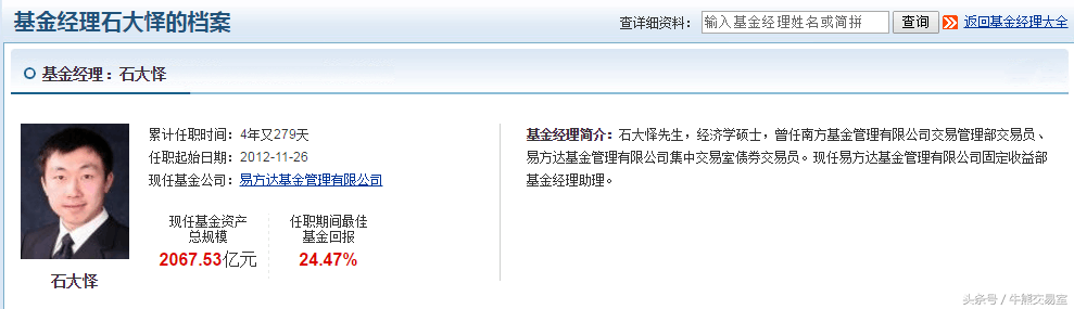 基金经理排行榜：最牛管理1.49万亿，第100名管理323亿