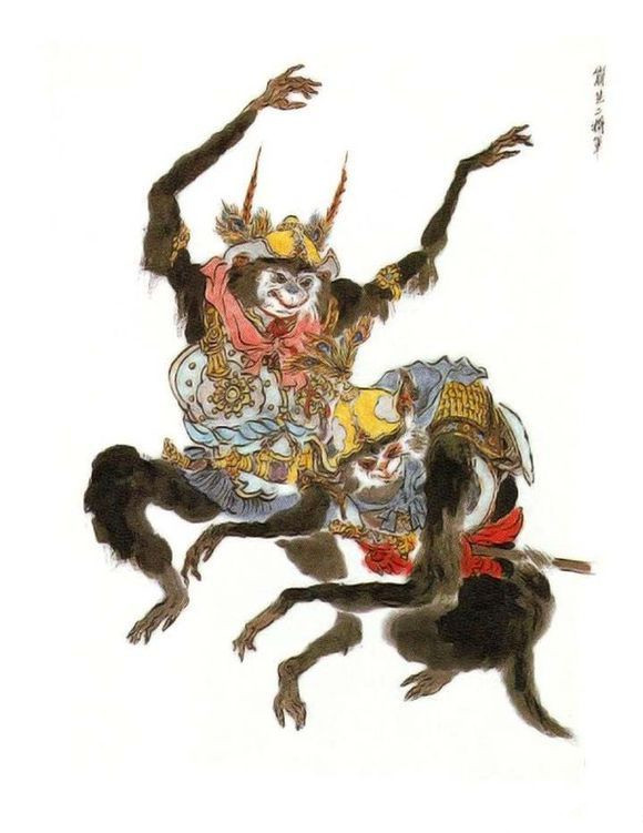 精美国画《西游记》插图赏析，花果山群妖，四海水族，地府冥神