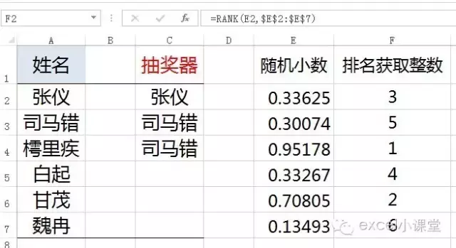 Excel 随机数函数RAND和排名函数RANK教程
