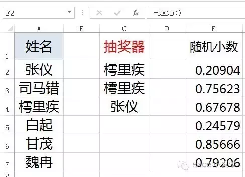 Excel 随机数函数RAND和排名函数RANK教程