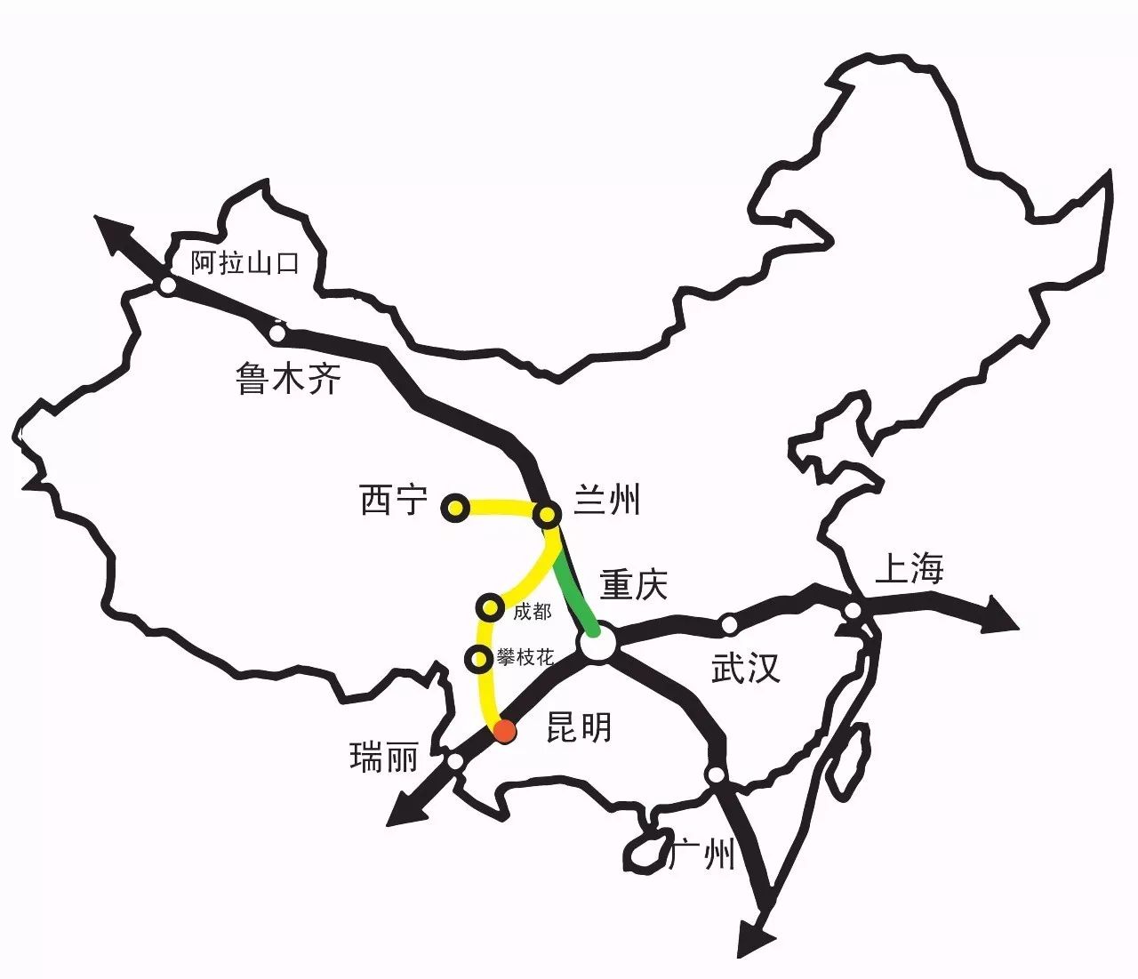 昆明至重庆k160次延长至西宁,车次改为k986次,届时云南省与青海省首次
