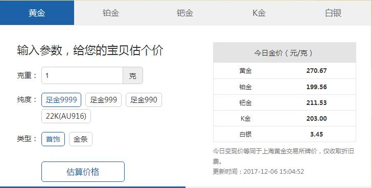 现在黄金回收价格多少钱一克