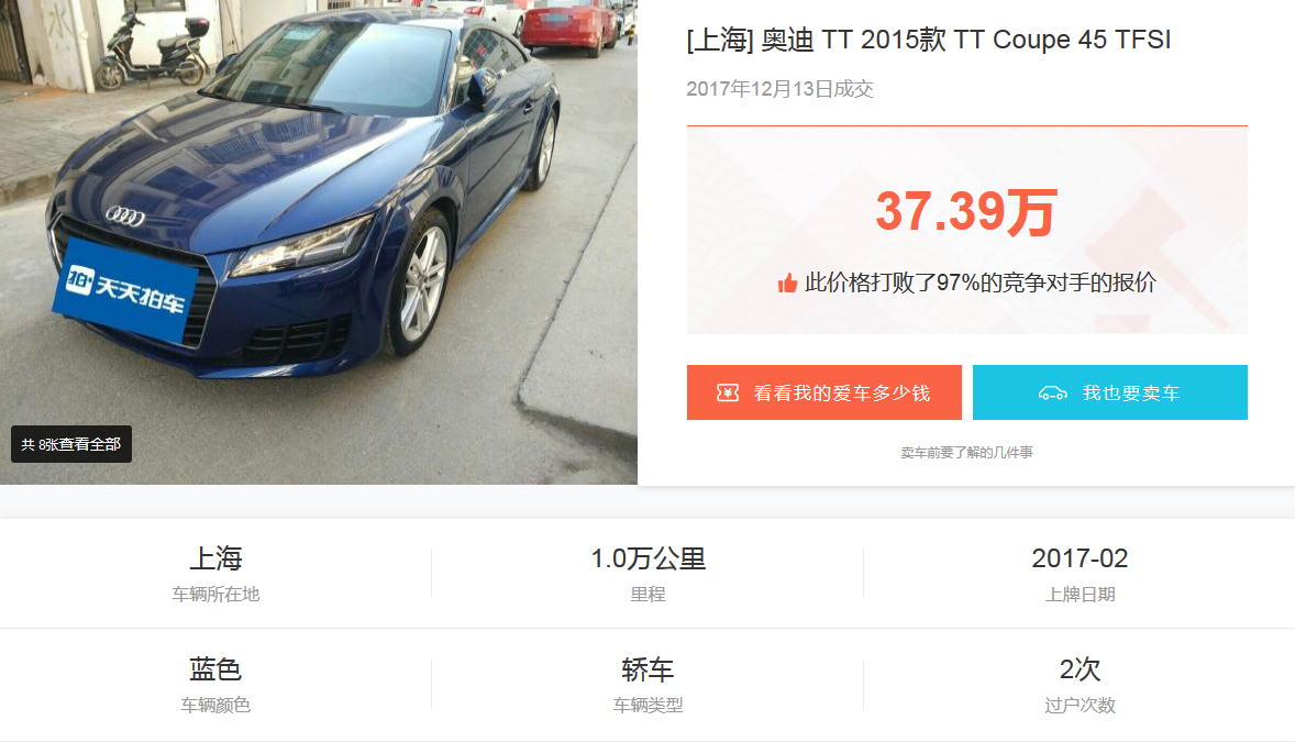2011款奥迪TT一年贬值13万，50多万豪华跑车缩水如此之快？