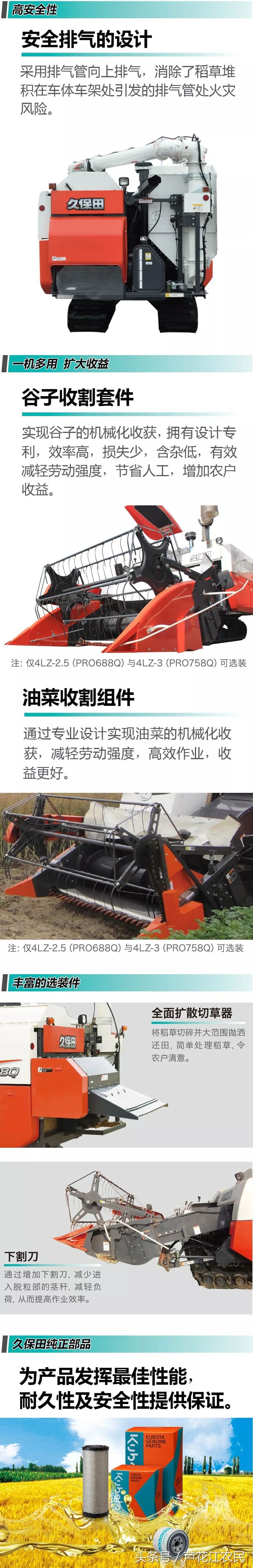 久保田履帶聯(lián)合收割機4LZ3（PRO758Q）特點與參數(shù)，你會選擇它嗎
