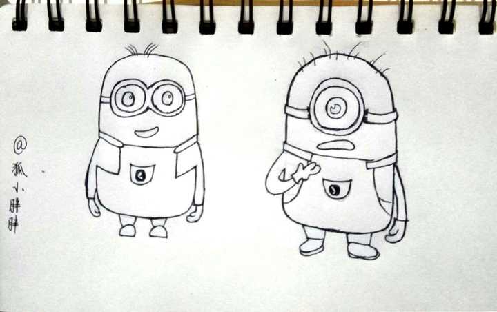 手绘|零基础简笔画,5分钟画出两只可爱的小黄人