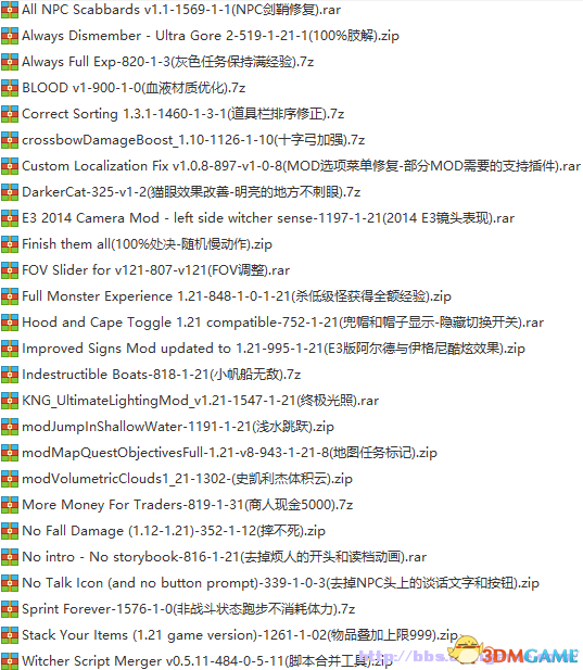 巫师3狂猎 血与酒优秀MOD合集 常用必备热门MOD