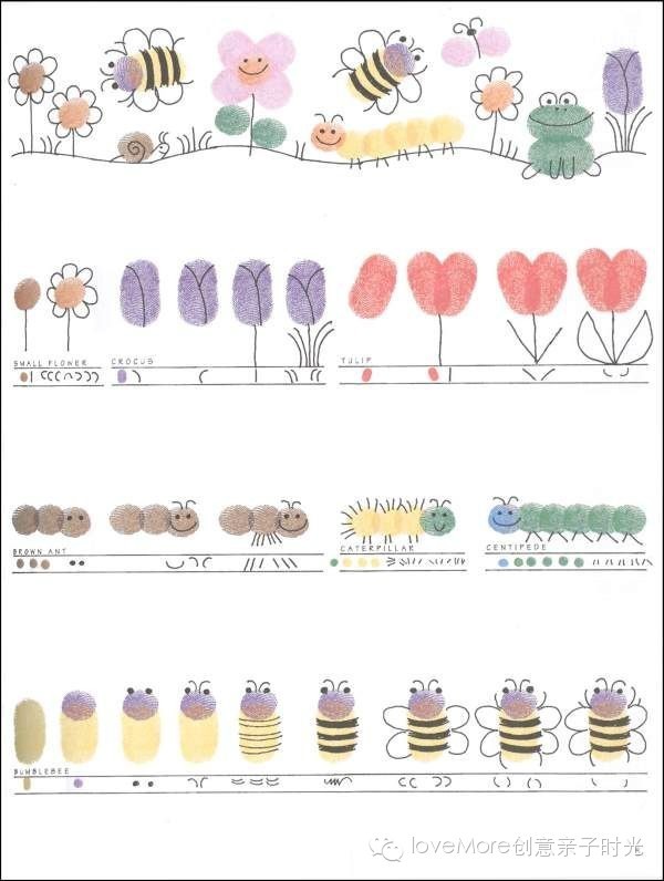 More收藏：小朋友启蒙指纹认知到百变手指画大总汇