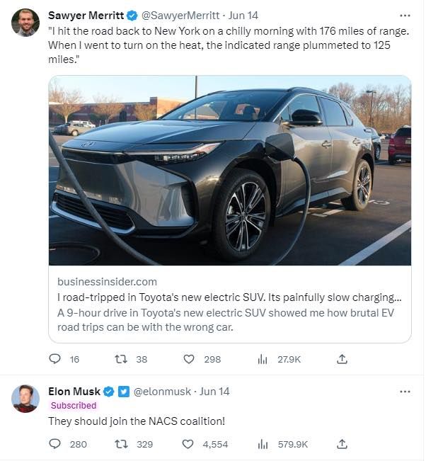 多家车企决定采用特斯拉充电规格，但马斯克觉得Toyota才应该加入