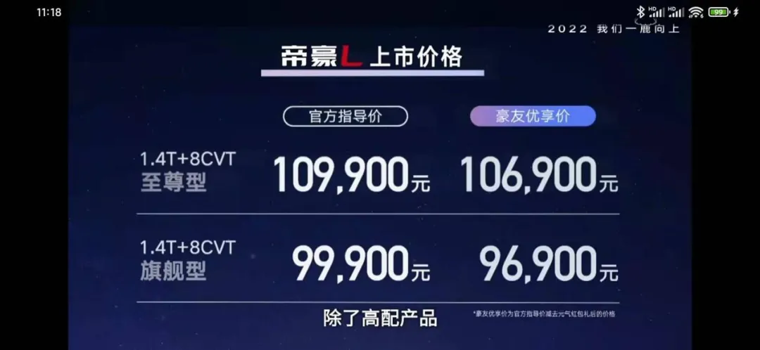 全系标配12.3英寸中控屏、540°透明底盘 吉利帝豪L 9.99万起 会火吗