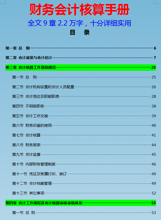 2021最新版财务会计核算手册，全文9大章298页，详尽实用