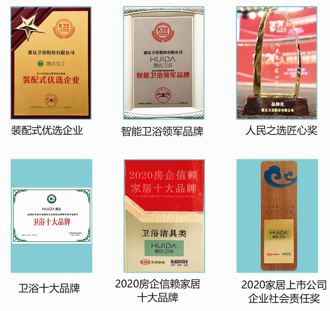 惠达卫浴斩获2021年卓越家居品牌企业大奖