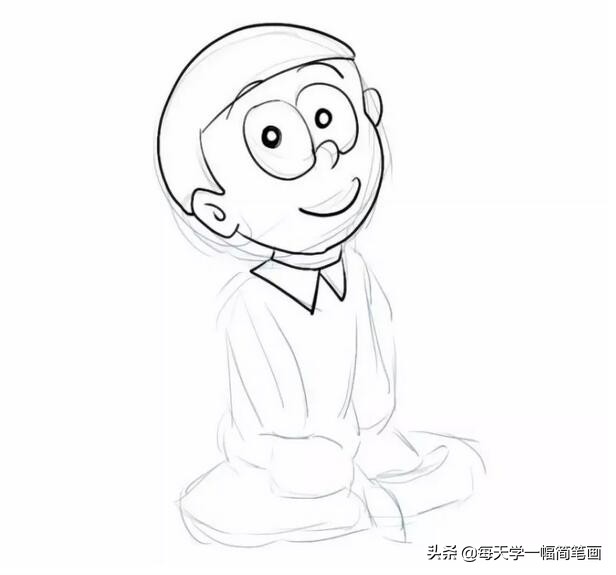 每天学一幅简笔画--哆啦a梦野比大雄简笔画教程图片