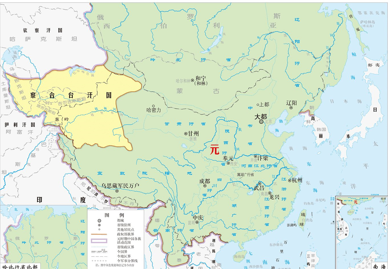 中国元朝地图(中国历史上疆域最大的时代之一)