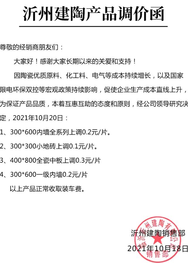 天然气价格突然暴涨35.7%，山东瓷砖价格一个月内连涨四次