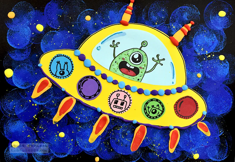 宇宙飞船简笔画(儿童画教程|幼儿趣味创想课程《跟神