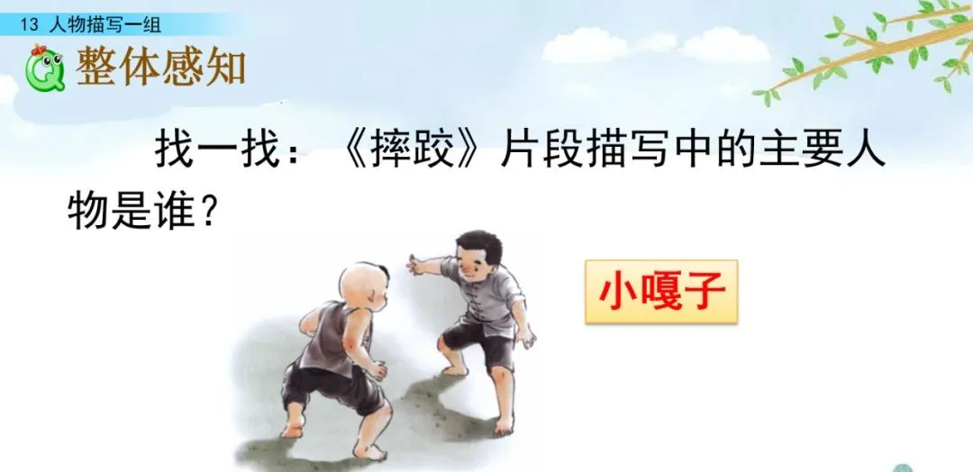 部编五年级语文下册第13课《人物描写一组》》知识点及课堂测试题