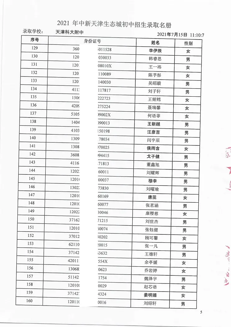 2021年天津“生态城”4所学校7年级录取名单公布！有你的名字吗？