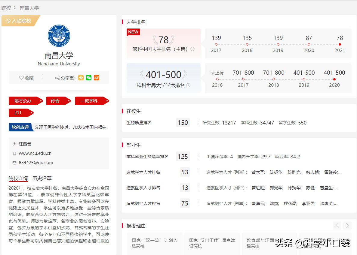 江西省公辦本科院校，軟科排名發布，這三所大學進入全國前200強