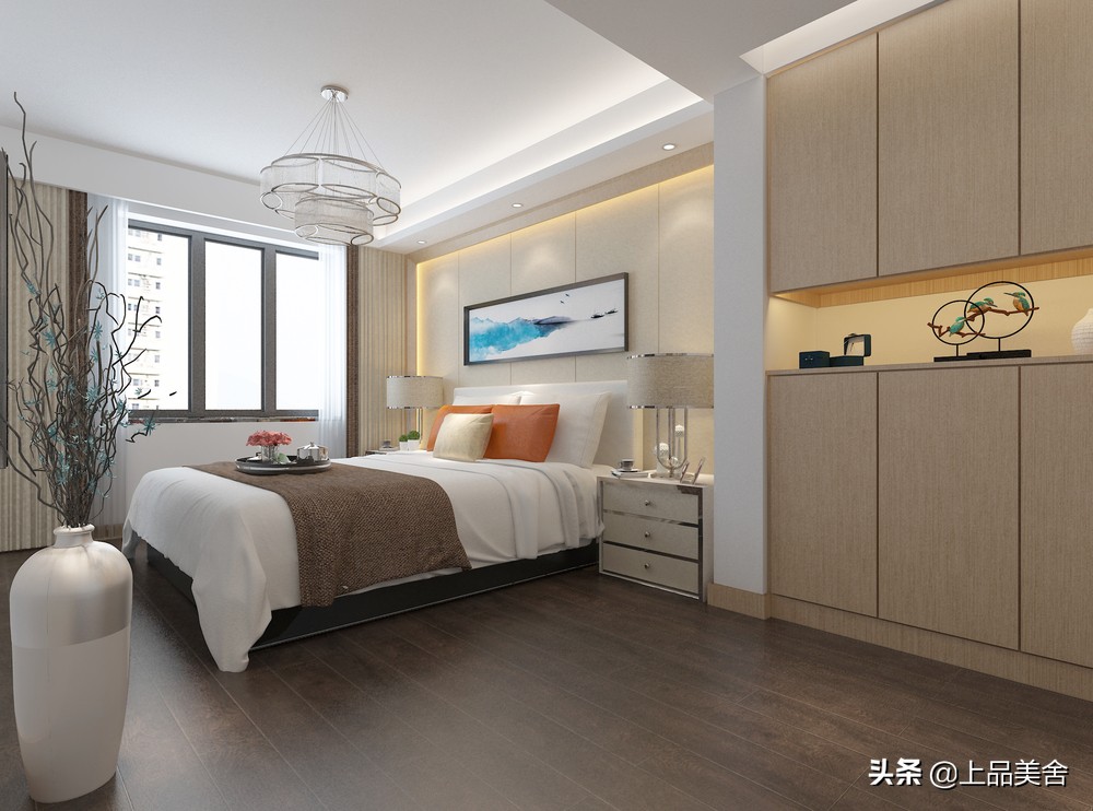 80平米中式风格，儿童房虽然小，这样设计功能性很齐全，露台很美