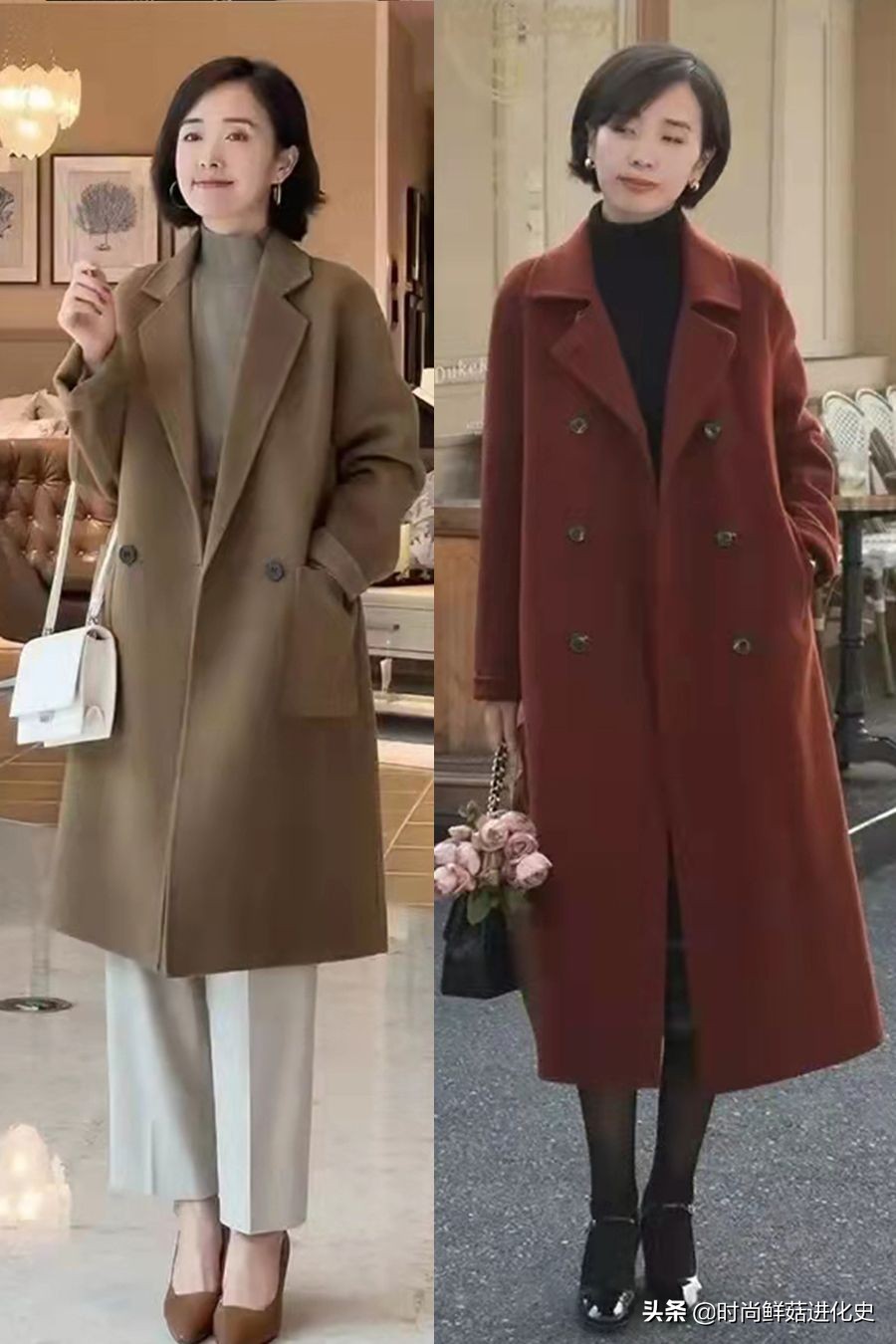 建议50岁女人都有件"羊绒大衣"!裤子,裙子随便搭,高级有气质