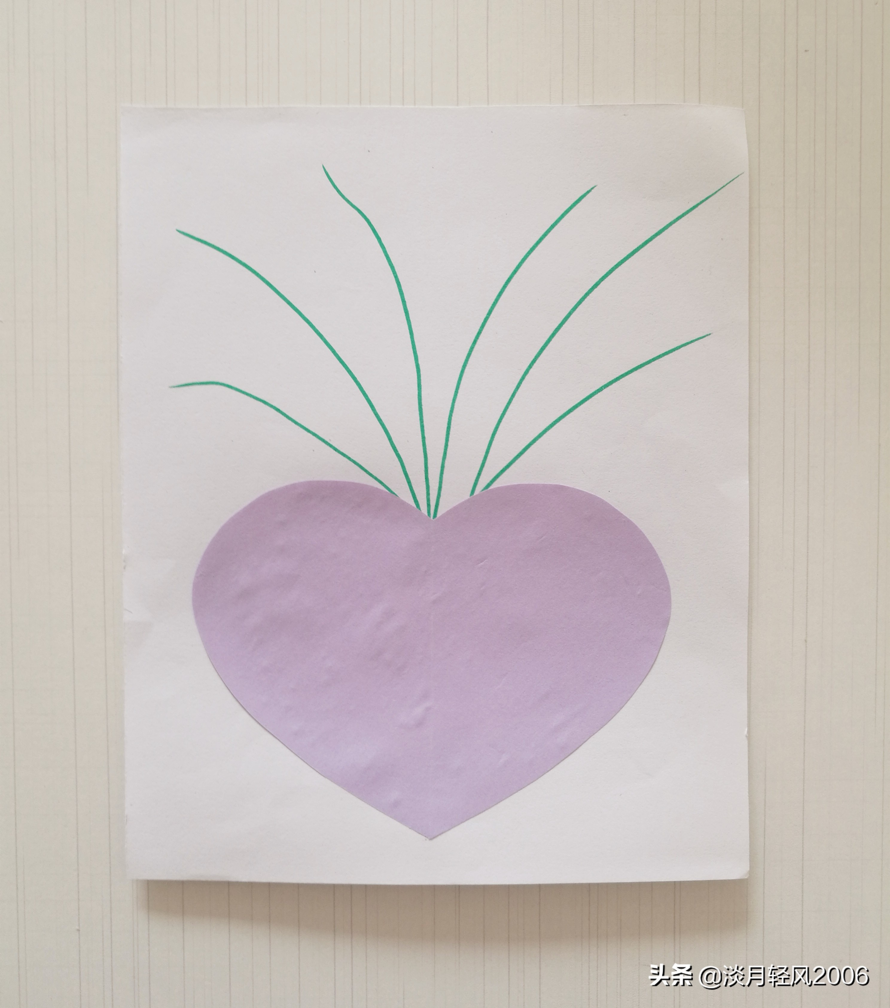 幼儿园手工，自己动手用卡纸做清新小花爱心贺卡，可以当手工作业