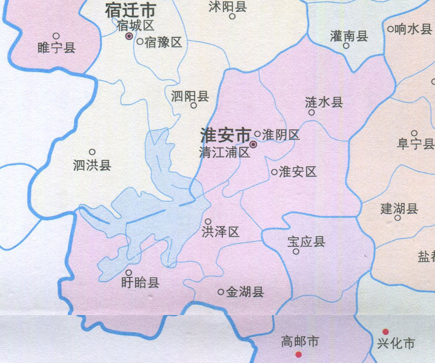 淮安市人口分布图：淮阴区74.88万，金湖县28.95万
